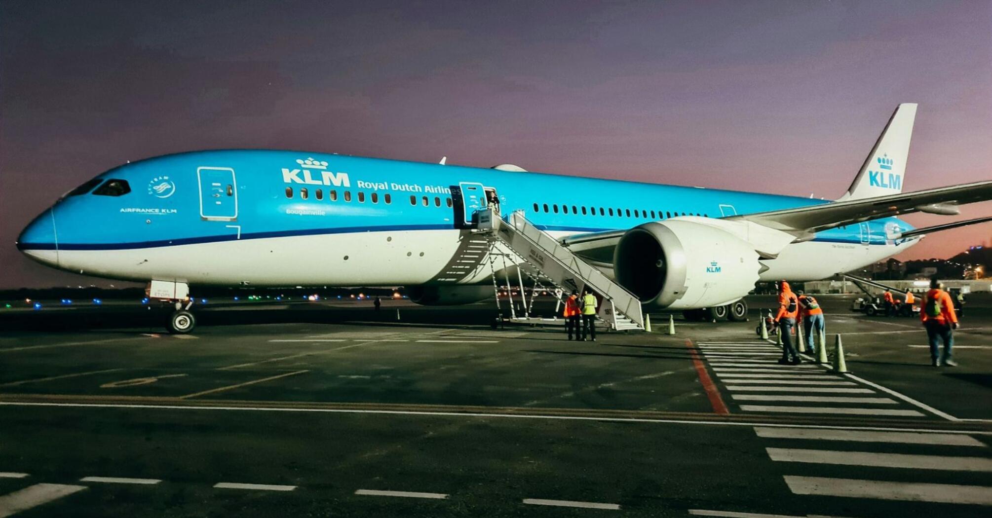 KLM aircraft on the tarmac during flight disruption