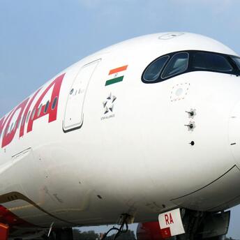 Air India wide-body aircraft on the ground before departure