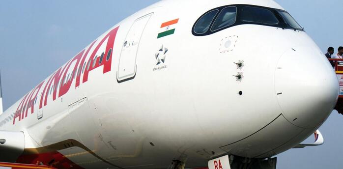 Air India wide-body aircraft on the ground before departure