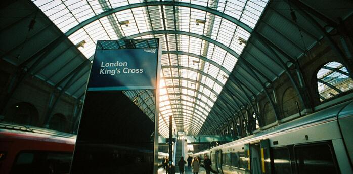 A train platform at London King’s Cross station