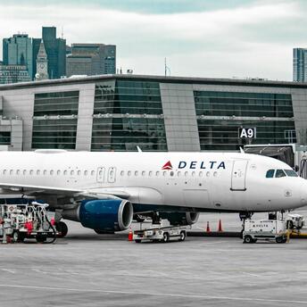 Delta aircraft preparing for departure