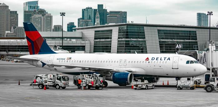 Delta aircraft preparing for departure