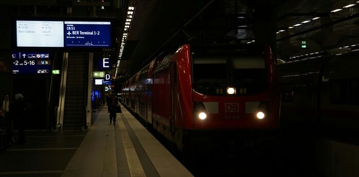 Regional train at Berlin station serving airport-bound routes