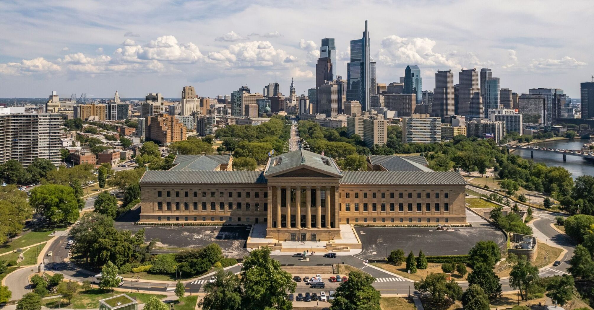 Philadelphia Museum of Art with city skyline in the background