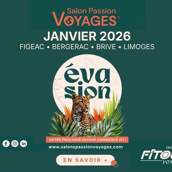 Salon Passion Voyages 2026 travel exhibition poster by Fitour