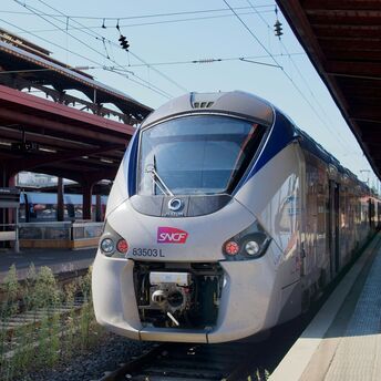 SNCF train at a railway station in France