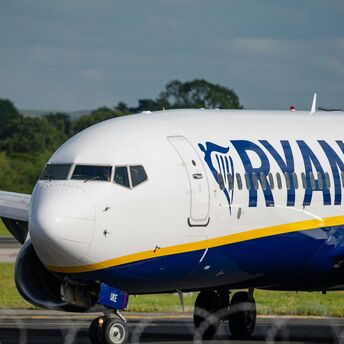 Ryanair passenger aircraft on an airport runway