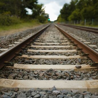 Railway tracks stretching into the distance