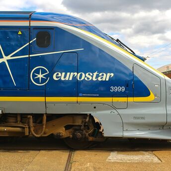 Close-up of a Eurostar high-speed train