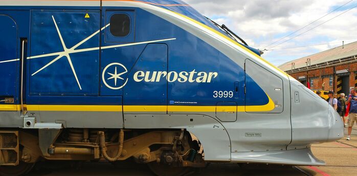 Close-up of a Eurostar high-speed train