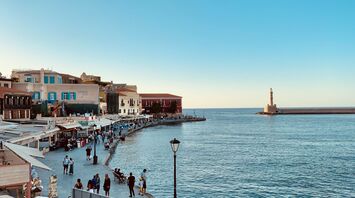Chania's Venetian harbour and waterfront lighthouse