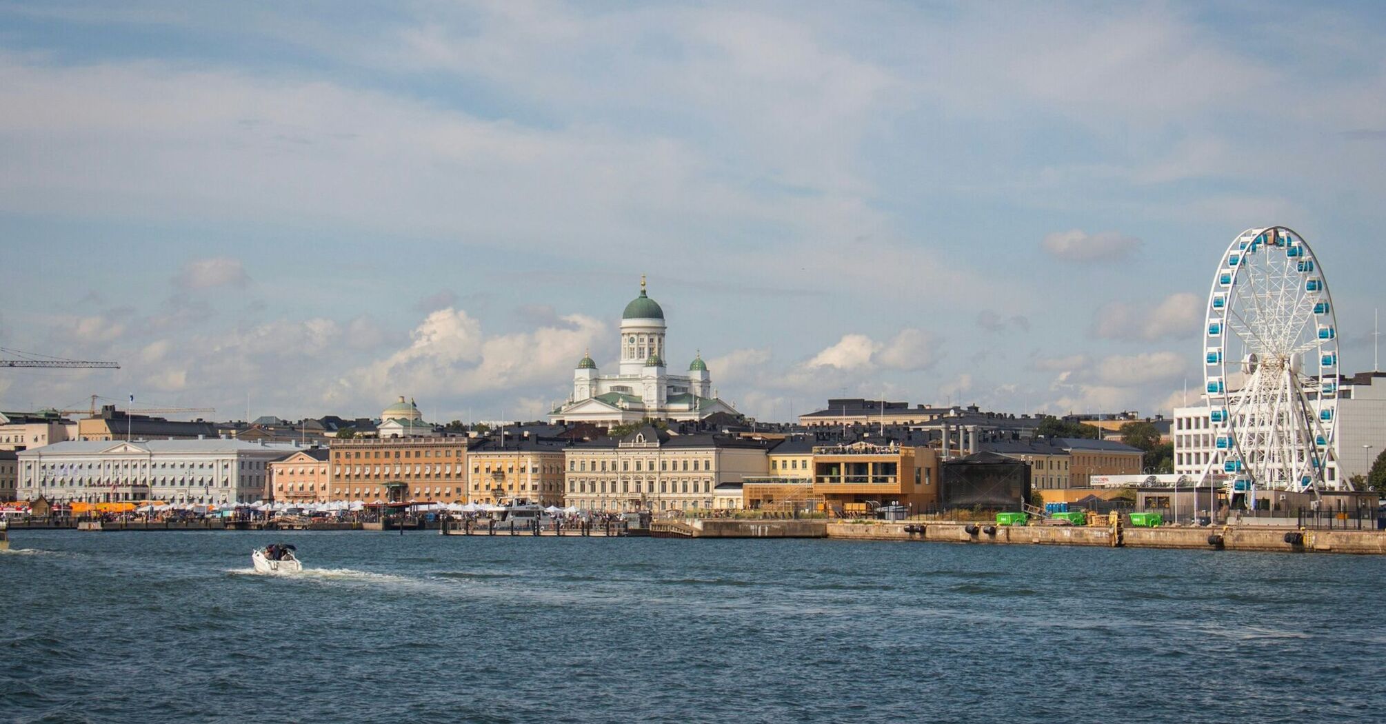 Helsinki waterfront with cathedral and Ferris wheel