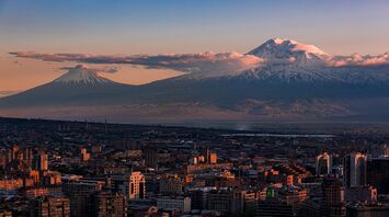 Yerevan skyline with snow-covered Mount Ararat