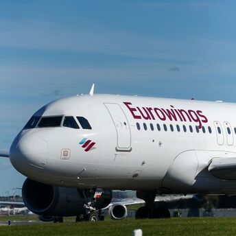 Eurowings passenger aircraft on the ground at an airport