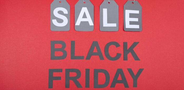 Black Friday sale sign on a red background