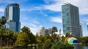 Downtown Orlando skyline overlooking Lake Eola Park