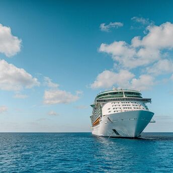 Cruise ship sailing on open water