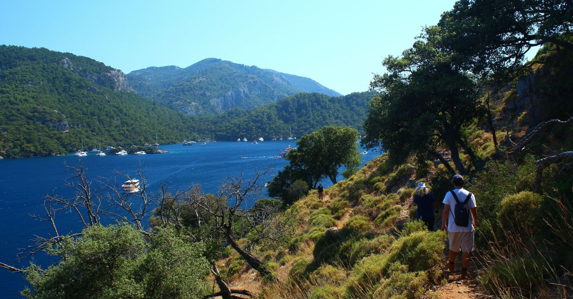 Hikers walking along Turkey’s south-west coast