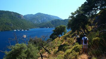 Hikers walking along Turkey’s south-west coast