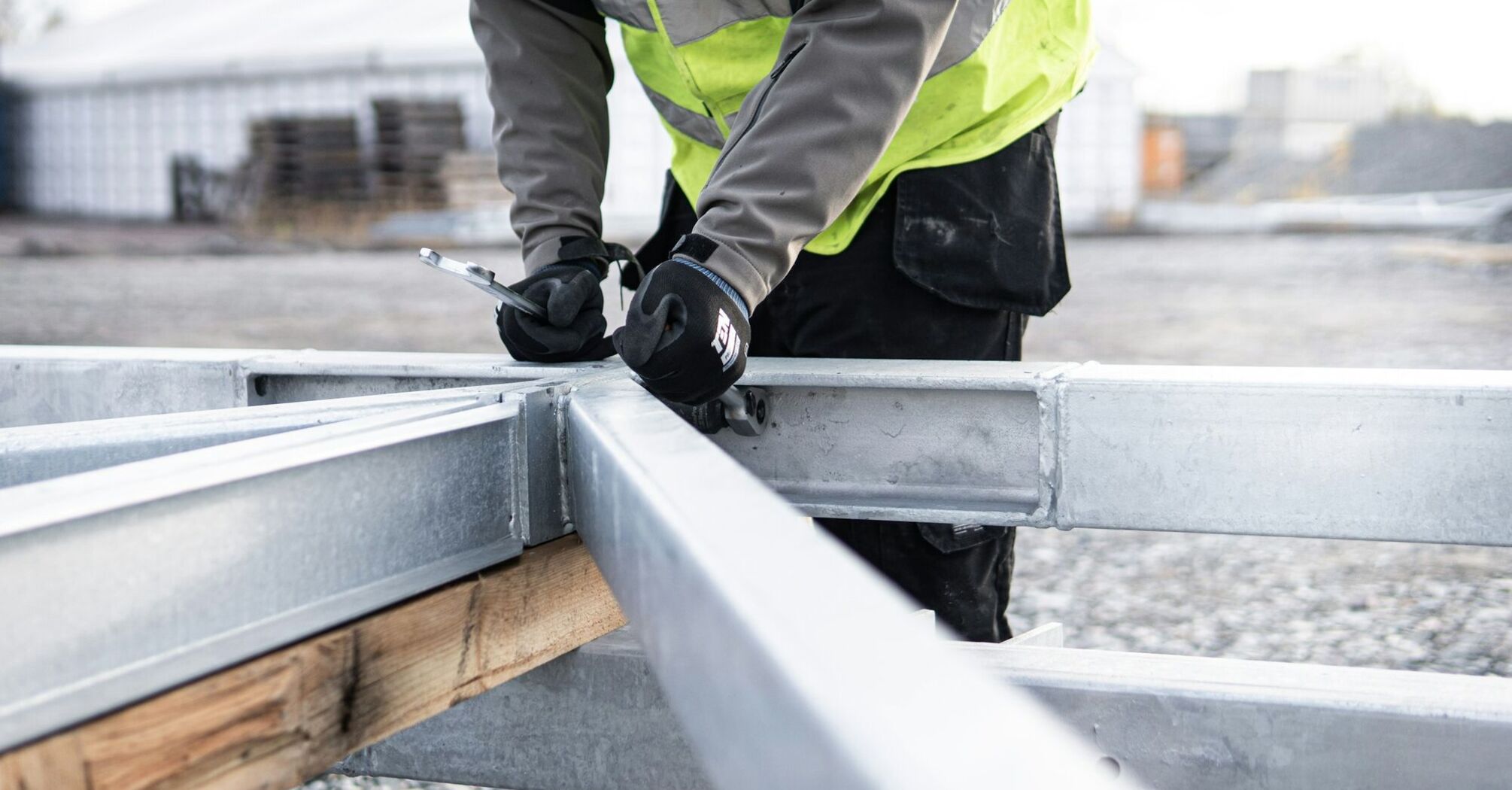 Construction worker carrying out rail upgrade work