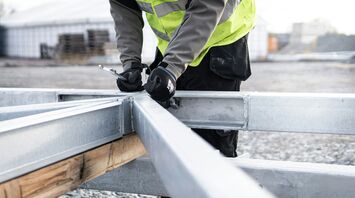 Construction worker carrying out rail upgrade work