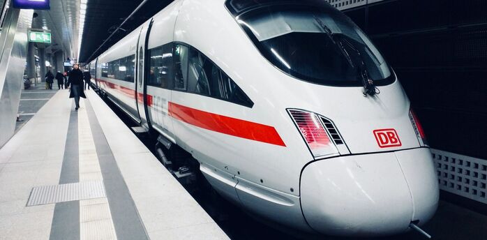 Deutsche Bahn ICE train at a station