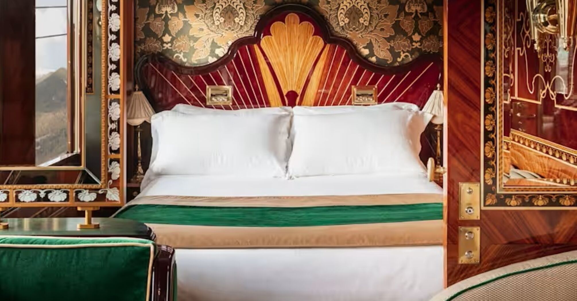 Ornate bedroom aboard the luxury train