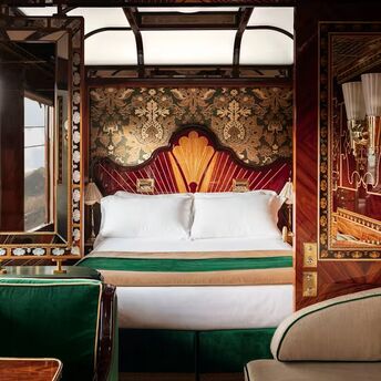 Ornate bedroom aboard the luxury train