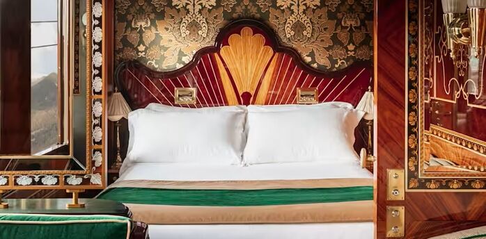 Ornate bedroom aboard the luxury train