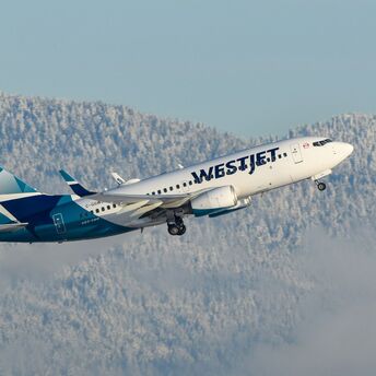WestJet Boeing 737 departing on a Canadian domestic route