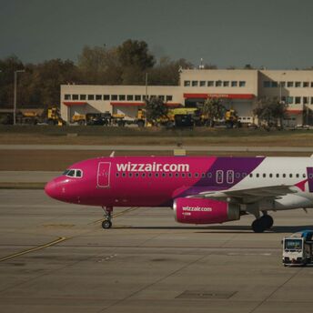 Wizz Air aircraft on the apron during ground operations