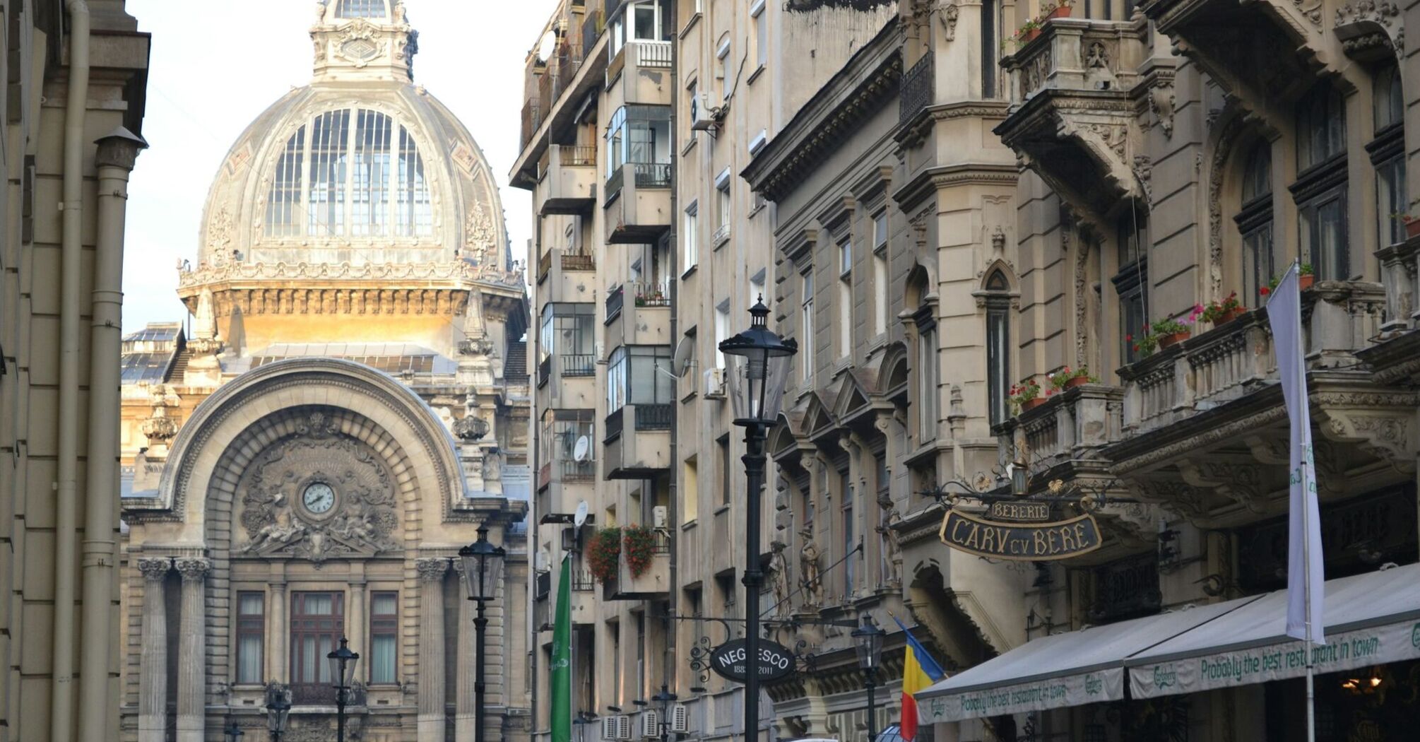 Historic street scene in central Bucharest
