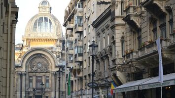 Historic street scene in central Bucharest