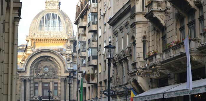 Historic street scene in central Bucharest
