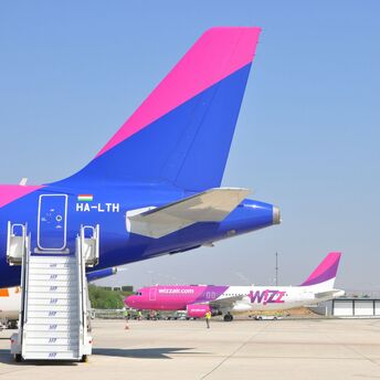 Wizz Air aircraft parked at the airport