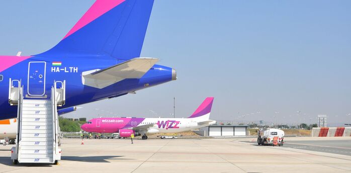Wizz Air aircraft parked at the airport