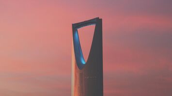 Kingdom Centre Tower in Riyadh at sunset