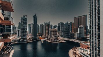 Dubai Marina skyline with high-rise towers and waterfront canal