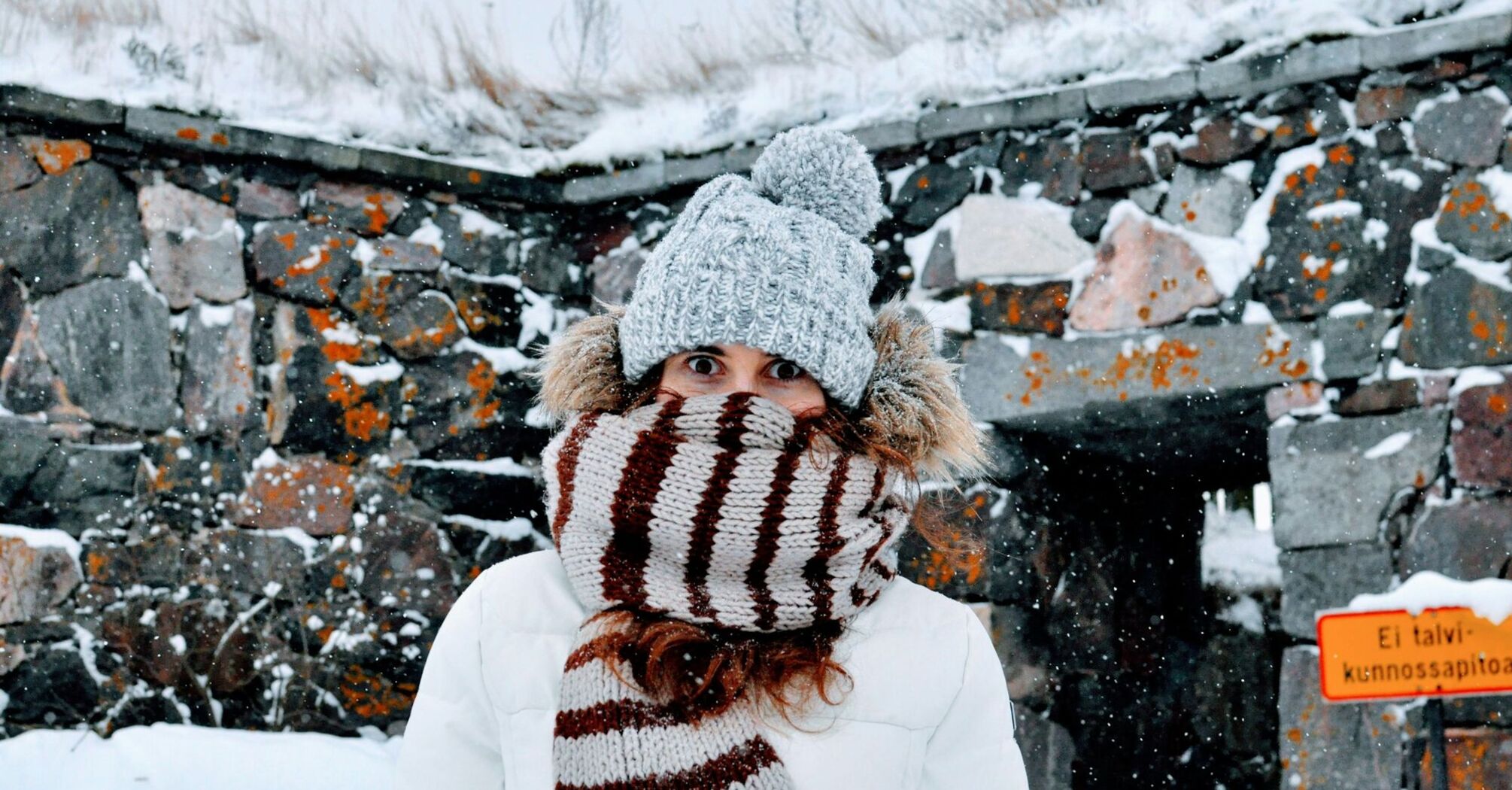 Person dressed for winter in Helsinki