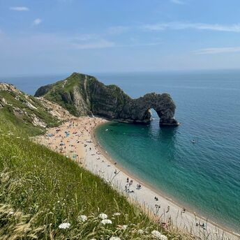 Durdle Door beach and limestone arch on Dorset’s Jurassic Coast
