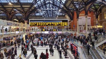 Crowded airport terminal with passengers during holiday travel period