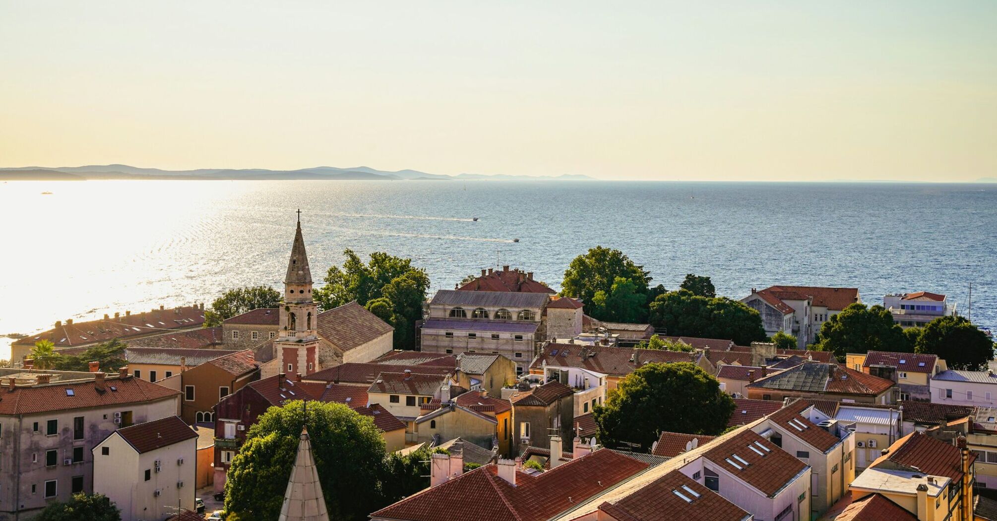 Zadar old town rooftops overlooking Adriatic coast