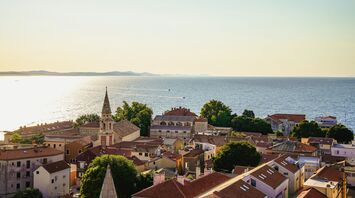 Zadar old town rooftops overlooking Adriatic coast