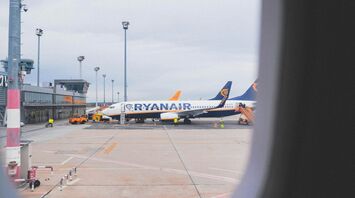 Ryanair aircraft parked at airport stand