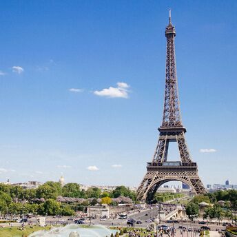 Eiffel Tower and Paris skyline on a clear day