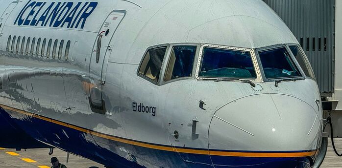 Icelandair aircraft parked at the gate