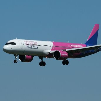 Wizz Air aircraft operating a short-haul European flight
