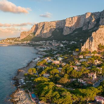 Palermo coastline with Monte Pellegrino cliffs above the city