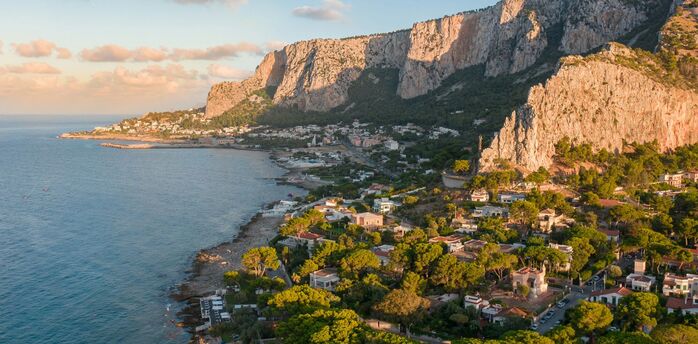 Palermo coastline with Monte Pellegrino cliffs above the city