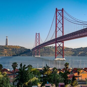 25 de Abril Bridge in Lisbon over the Tagus River